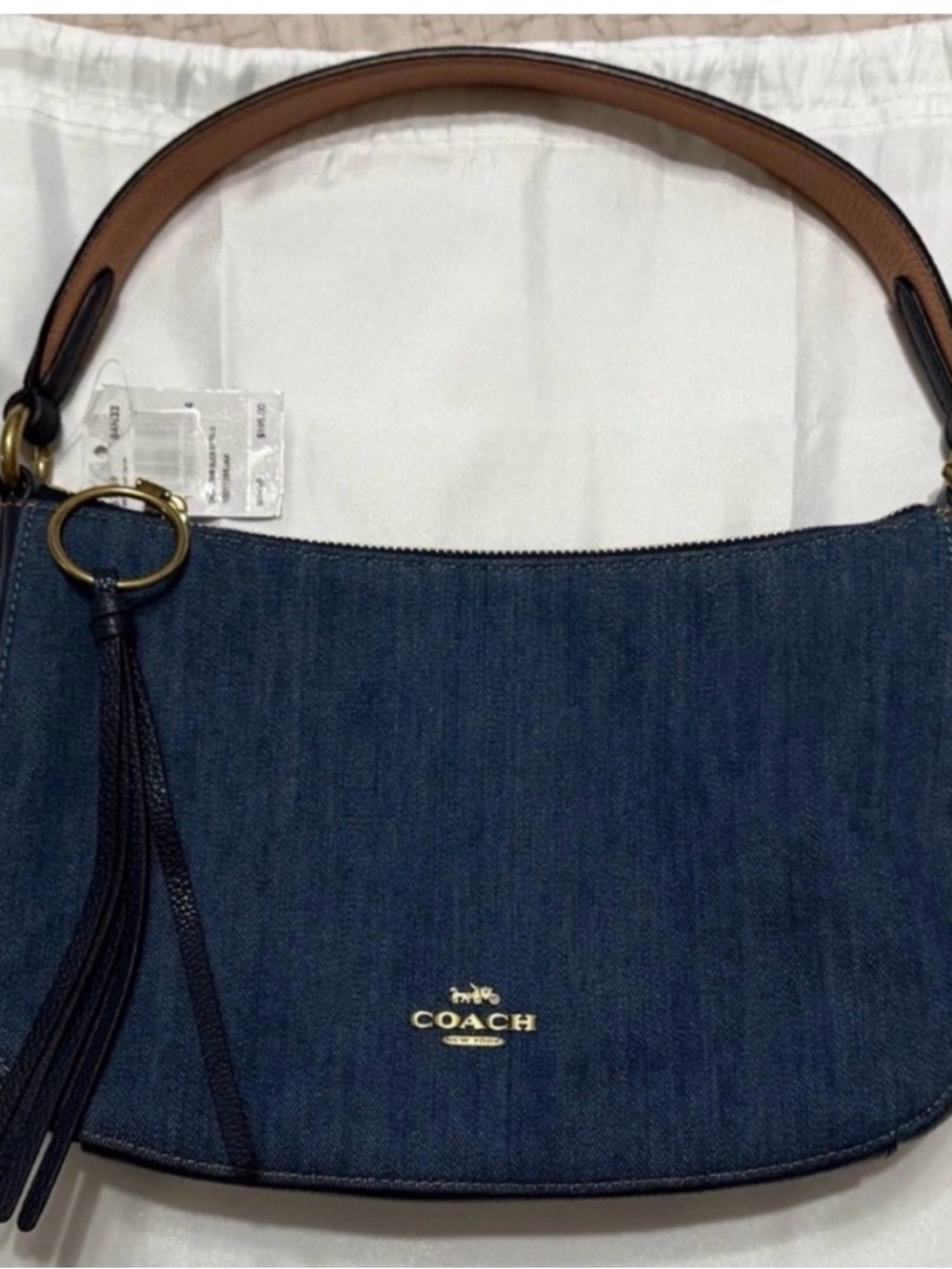 NWT Coach Denim Sutton Crossbody with Leather Strap and Gold Hardware - Picture 3 of 8
